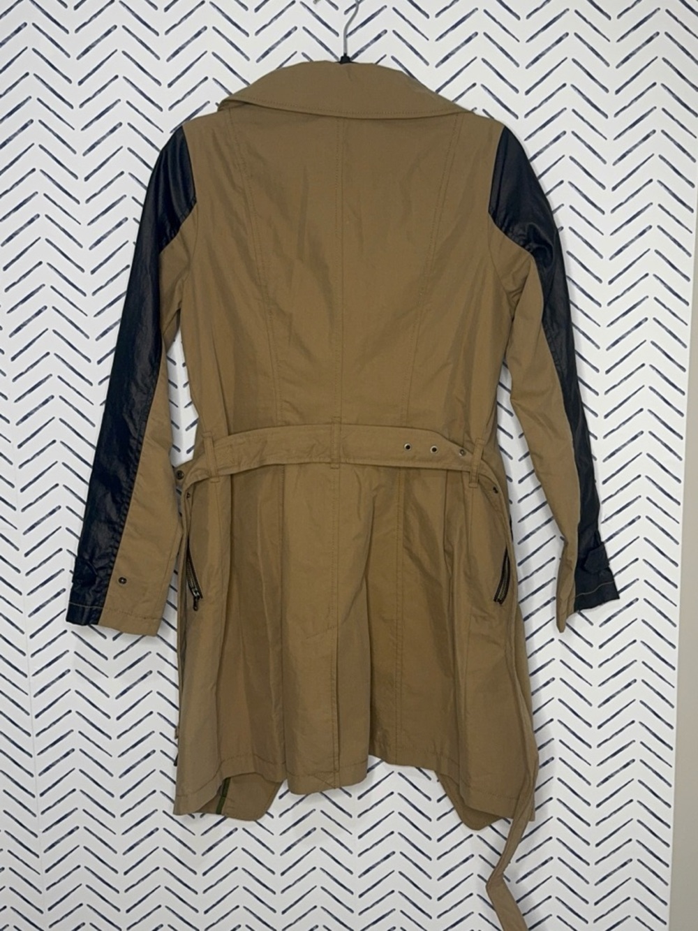 7 for All Mankind Water Repellant Trench beige black small - Picture 2 of 7